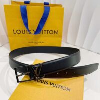 Louis Vuitton Unisex LV Skyline 35 MM Belt Black Napa Leather Silver-Colour Finish Hardware (1)