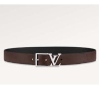 Louis Vuitton Unisex LV Skyline 35 MM Belt Brown Napa Leather Silver-Colour Finish Hardware