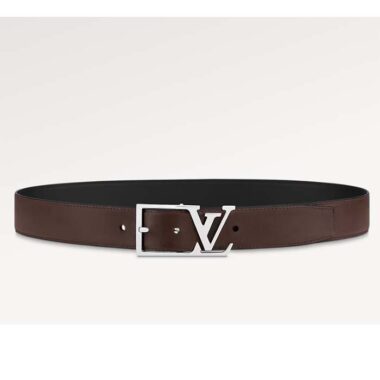 Louis Vuitton Unisex LV Skyline 35 MM Belt Brown Napa Leather Silver-Colour Finish Hardware