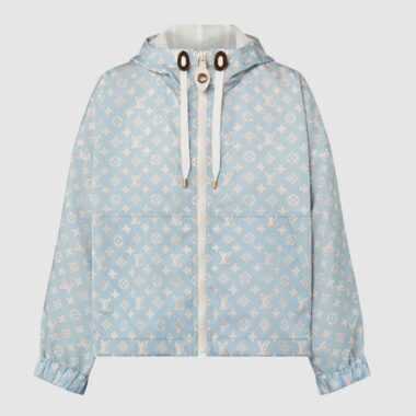 Louis Vuitton Women LV Shiny Monogram Short Parka Ice Blue Regular Fit