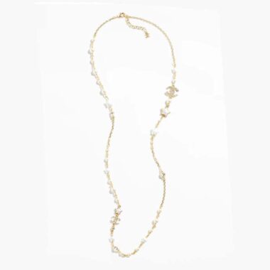 Chanel Women Long Necklace in Metal Resin Glass Pearls and Strass