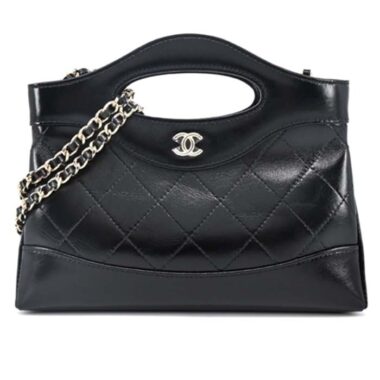 Chanel Women Small Shopping Bag in Aged Calfskin Leather-Black