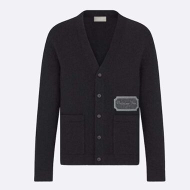 Dior Men CD Christian Dior Couture Cardigan Black Cashmere Jersey