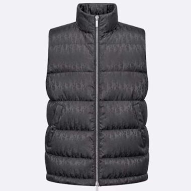 Dior Men CD Dior Oblique Down Vest Gray Technical Jacquard