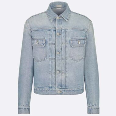 Dior Men CD MKII Jacket Light Blue Cotton Twill Laser-Faded Vintage Effect Heavy-Weight Denim