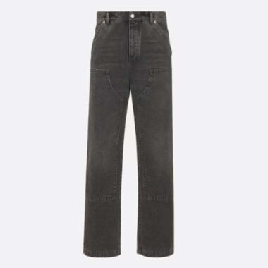 Dior Women CD Cappenter Jeans Black Cotton Twill Laser-Faded Vintage Effect Heavy-Weight Denim