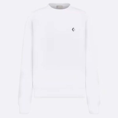 Dior Women CD Diamond Oversized Sweatshirt White Organic Cotton Fleece