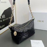 Dior Women CD Diorstar Hobo Bag Chain Black Macrocannage Crinkled Calfskin Reference S3202UNIO_M900 (9)