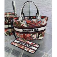 Dior Women CD Hat Basket Bag Natural Multicolor Albero Della Vita Embroidery (6)