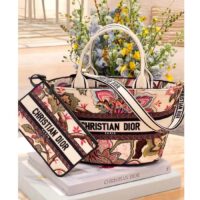 Dior Women CD Hat Basket Bag Natural Multicolor Albero Della Vita Embroidery (6)