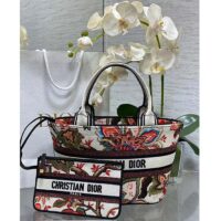 Dior Women CD Hat Basket Bag Natural Multicolor Albero Della Vita Embroidery (6)