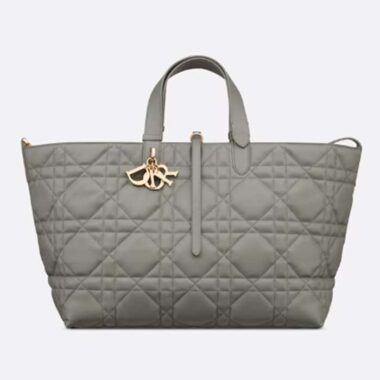 Dior Women CD Large Dior Toujours Bag Stone Gray Macrocannage Calfskin Reference M2820OSHJ_M41G