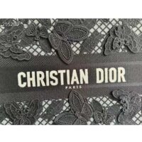 Dior Women CD Medium Book Tote Black D-Lace Butterfly Embroidery 3D Macramé Effect (10)