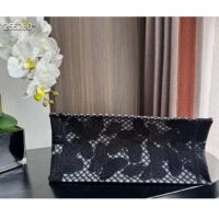 Dior Women CD Medium Book Tote Black D-Lace Butterfly Embroidery 3D Macramé Effect (10)