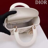 Dior Women CD Small Lady Dior Bag White Cannage Lambskin Gold-Finish Butterfly Studs (2)