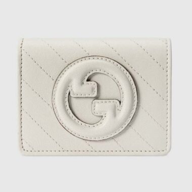 Gucci GG Unisex Blondie Card Case Wallet White Leather Round Interlocking G Style ‎760317 AACP7 9022