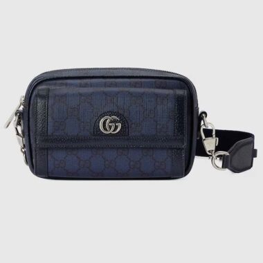 Gucci Unisex Ophidia GG Mini Bag Blue Dark Blue GG Supreme Canvas Leather Double G