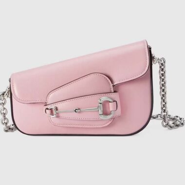 Gucci Women GG Gucci Horsebit 1955 Mini Shoulder Bag Pink Leather Flap Closure