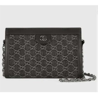 Gucci Women Ophidia GG Small Shoulder Bag Black Grey GG Denim Double G