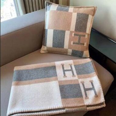 Hermes Unisex Wool Cashmere Pink Grey Beige Multifunction Cushion