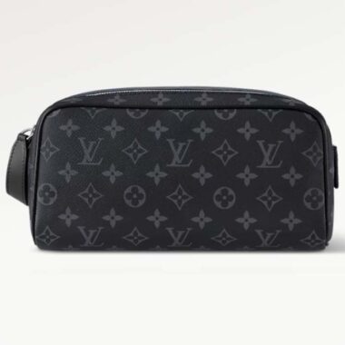 Louis Vuitton LV Unisex Dopp Kit Monogram Eclipse Coated Canvas Washable Textile Lining