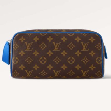 Louis Vuitton LV Unisex Dopp Kit Toilet Pouch Blue Monogram Macassar Coated Canvas