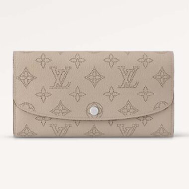 Louis Vuitton LV Unisex Iris Wallet Galet Grey Mahina Perforated Calf Leather