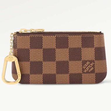 Louis Vuitton LV Unisex Key Pouch Damier Ebene Coated Canvas Zip Closure