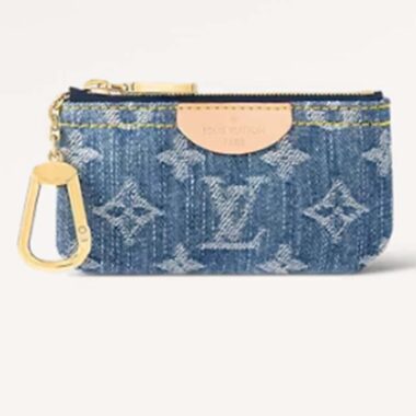 Louis Vuitton LV Unisex Key Pouch Denim Blue GOTS Certified Cotton Monogram Denim