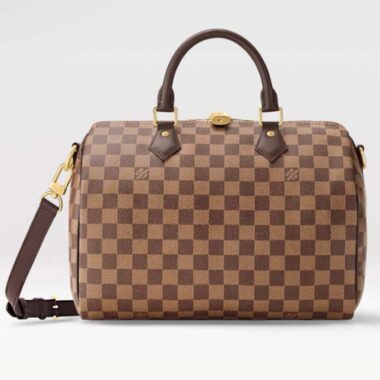 Louis Vuitton LV Unisex Speedy Bandoulière 35 Damier Ebene Coated Canvas Smooth Cowhide-Leather