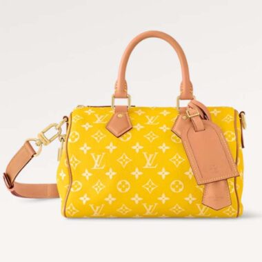 Louis Vuitton LV Unisex Speedy P9 Bandoulière 25 Yellow Soft Calfskin Natural Cowhide-Leather