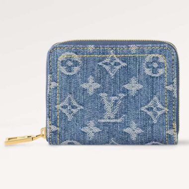 Louis Vuitton LV Unisex Zippy Coin Purse Denim Blue GOTS Certified Cotton Monogram Denim