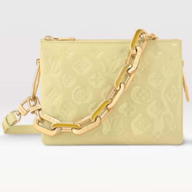 Louis Vuitton LV Women Coussin BB Handbag Chic Yellow Varnished Calfskin Lambskin Cowhide-Leather M24560