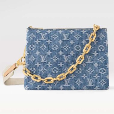 Louis Vuitton LV Women Coussin PM Denim Blue Monogram Global Organic Textile-Certified Cotton Canvas