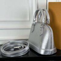 Louis Vuitton LV Women Nano Alma Handbag Silver Epi Grained Cowhide Leather (9)
