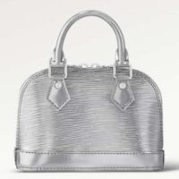 Louis Vuitton LV Women Nano Alma Handbag Silver Epi Grained Cowhide Leather (9)