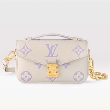 Louis Vuitton LV Women Pochette Métis East West Bag Latte Bubble Tea Purple Embossed Grained Cowhide Leather