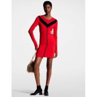 Louis Vuitton LV Women Sporty Mesh Accent Dress Bright Red Black Regular Fit (12)