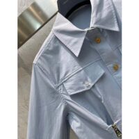 Louis Vuitton LV Women Zipper Waist Shirt Dress Coton Ice Blue Regular Fit (12)