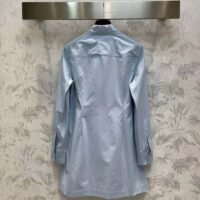 Louis Vuitton LV Women Zipper Waist Shirt Dress Coton Ice Blue Regular Fit (12)