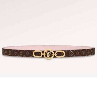 Louis Vuitton Unisex LV Circle Prime 20 MM Reversible Belt Jasmine Pink Calf Leather Verso Side