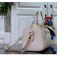 Louis Vuitton Women LV Speedy Bandoulière 20 Latte Candy Blue Embossed Grained Cowhide Leather (7)