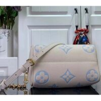 Louis Vuitton Women LV Speedy Bandoulière 20 Latte Candy Blue Embossed Grained Cowhide Leather (7)