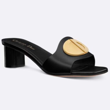 Dior Women CD Forever Dior Heeled Slide Black Calfskin Reference KCQ934VEA_S900