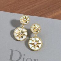 Dior Women CD Rose Des Vents Earring Yellow Gold Diamonds Pearl (11)