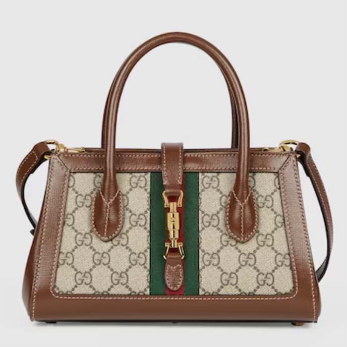 Gucci Women GG Jackie 1961 Small Tote Bag Beige Canvas