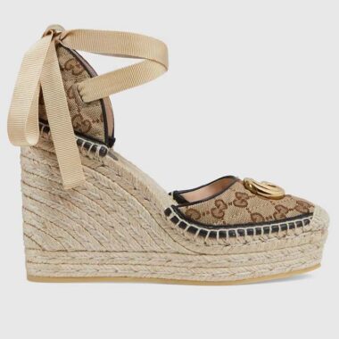 Gucci Women GG Matelassé Platform Espadrille Double G High 12 CM Heel