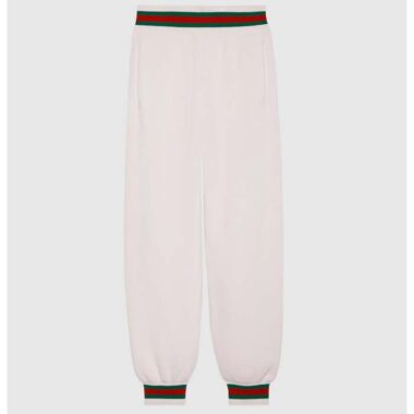 Gucci Women GG Rib Wool Pant Web Elastic Waist Drawstring Elastic Leg Cuffs