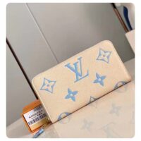 Louis Vuitton LV Unisex Zippy Wallet Blue Monogram Embossed Grained Cowhide Leather M83308 (1)