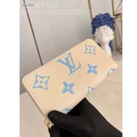 Louis Vuitton LV Unisex Zippy Wallet Blue Monogram Embossed Grained Cowhide Leather M83308 (1)